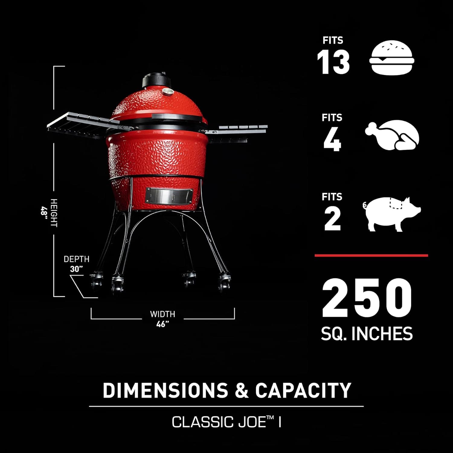 Kamado Joe Classic 18-inch Premium Ceramic Charcoal Grill and Smoker with Cart thumbnail 3