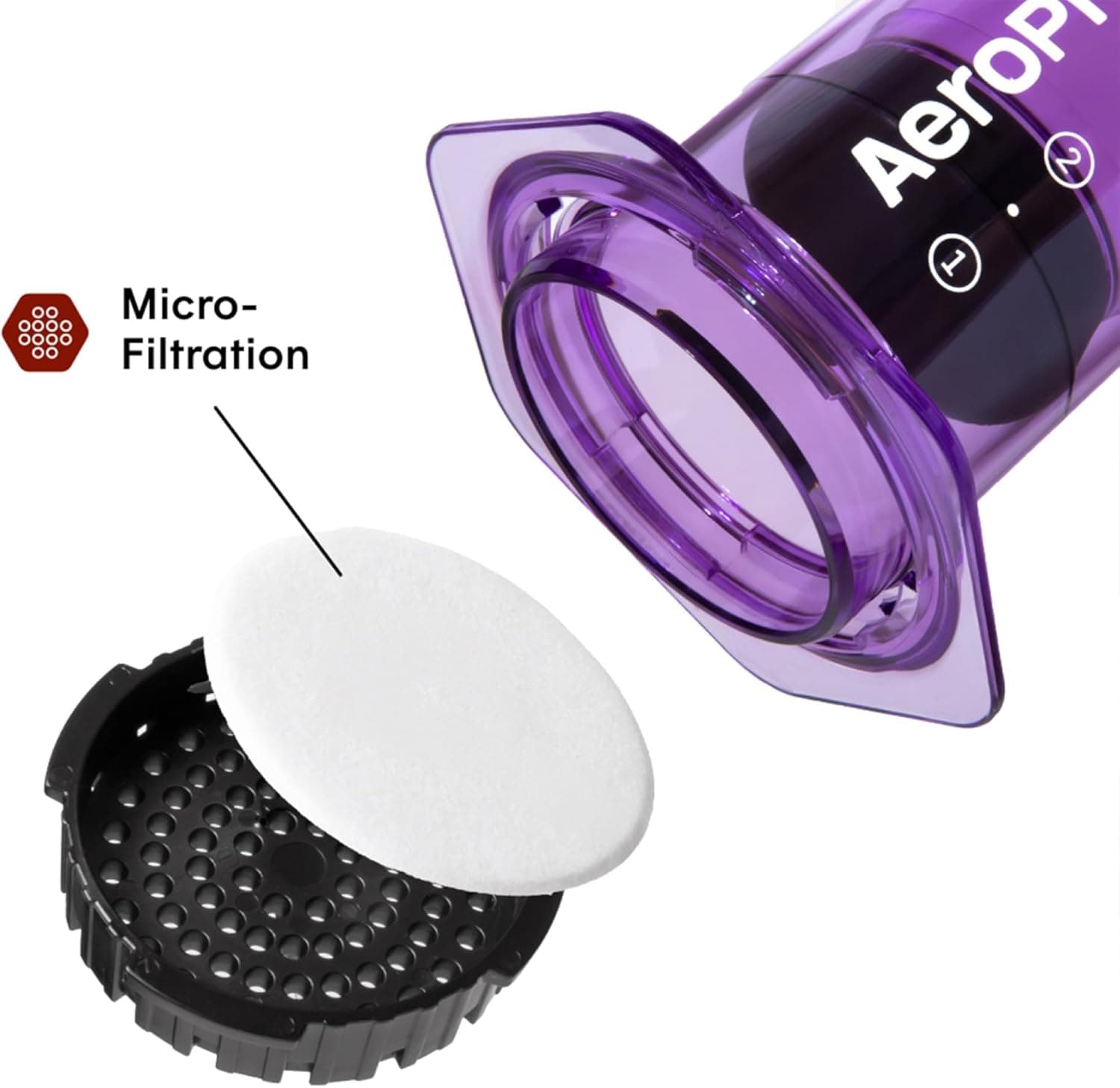 AeroPress Clear Purple Coffee Press - All-in-One French Press, Pour-Over &amp; Espresso Style Manual Brewer, 2 Min Brew for Less Bitterness, More Flavor, Small Portable Coffee Maker, Travel &amp; Camping: Home &amp; Kitchen thumbnail 3