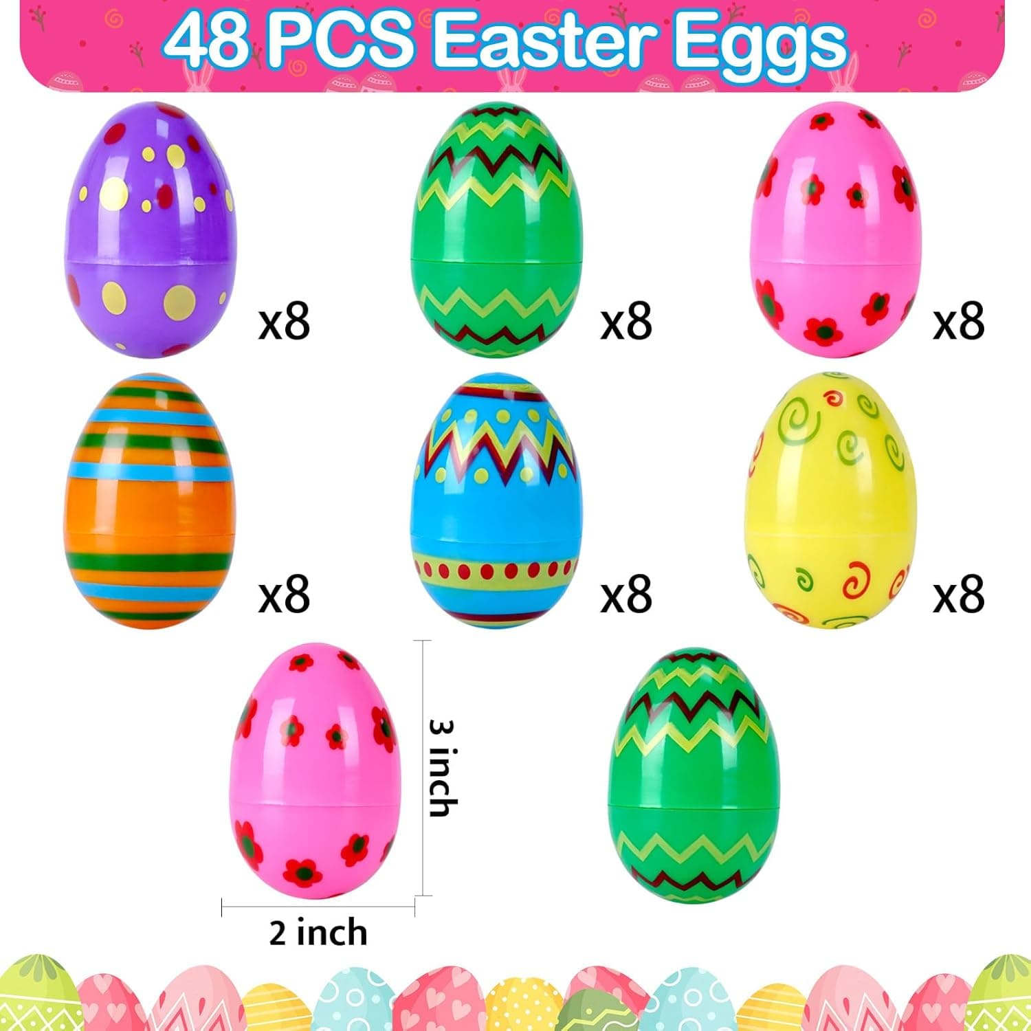 ZICZLI 48-Piece Large Plastic Easter Eggs thumbnail 2