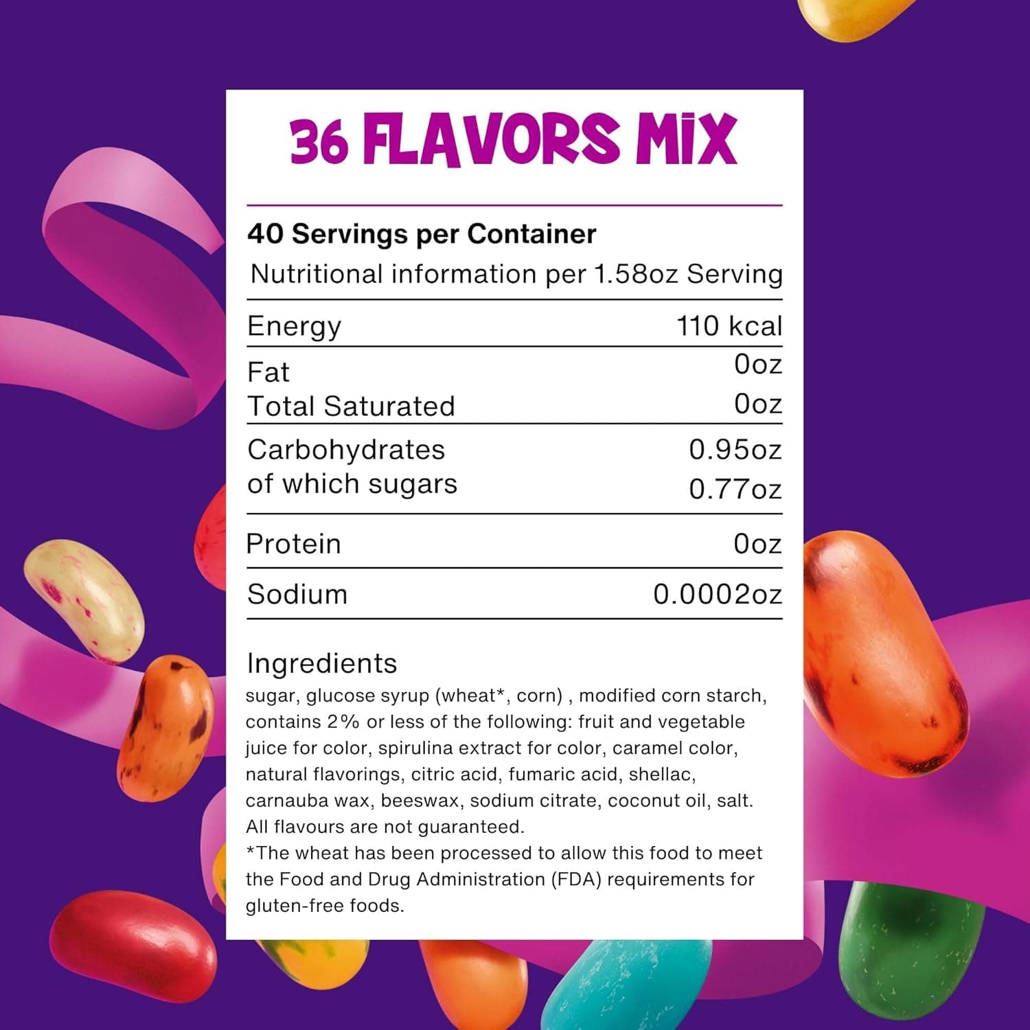 The Jelly Bean Planet, Gourmet Jelly Beans Bulk 42.5 Oz Jar - 36 Natural Fruit Flavors, Kosher Candy, Plant Based Colors - Gluten Free Jellybeans Easter Candy Gift, Allergen Friendly Basket Stuffers : Grocery &amp; Gourmet Food thumbnail 2
