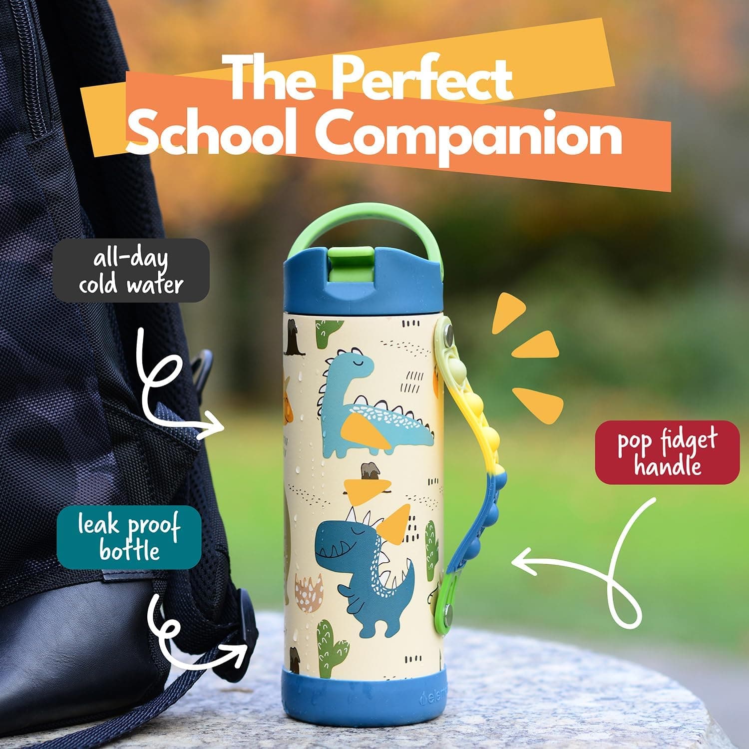 Elemental Iconic Kids Water Bottle - Dinosaur thumbnail 2