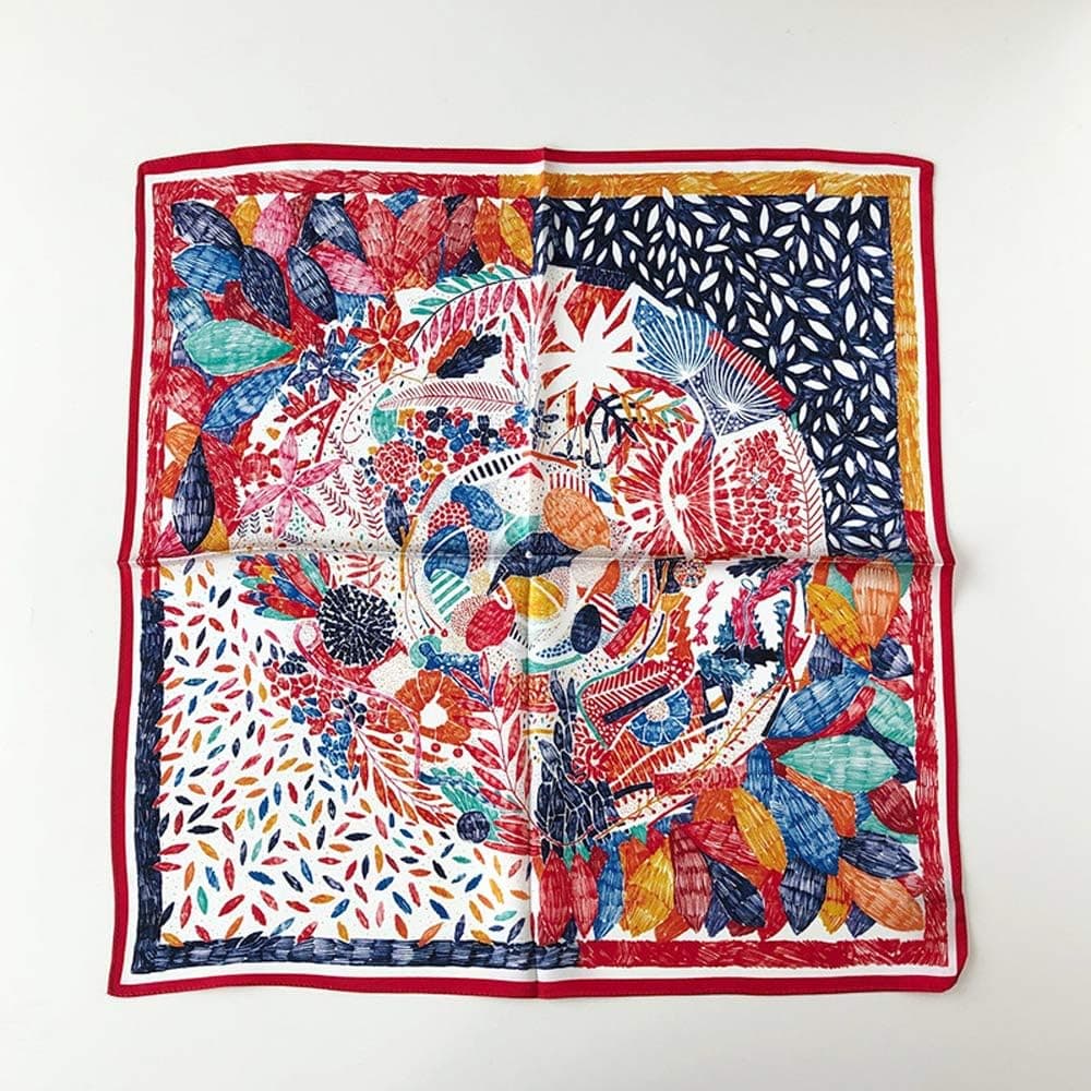 MEISEE Pure Mulberry Silk Scarfs Women Small Square Scarf 21" x 21" Breathable Lightweight Neckerchief Printed Headscarf (flowers blooming) at Amazon Women’s Clothing store thumbnail 5