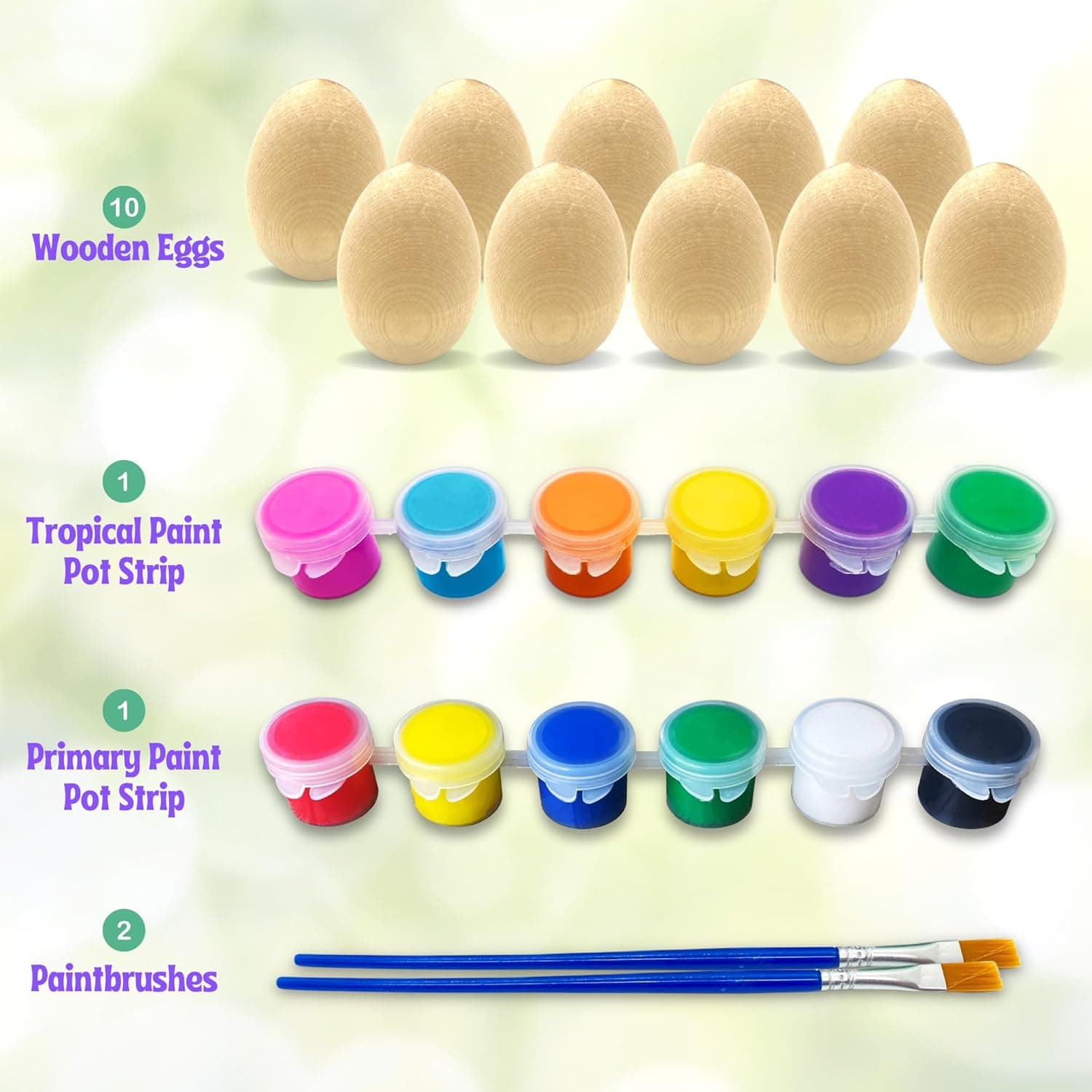 Easter Egg Decorating Kit with Wooden Eggs and Paint Set thumbnail 3