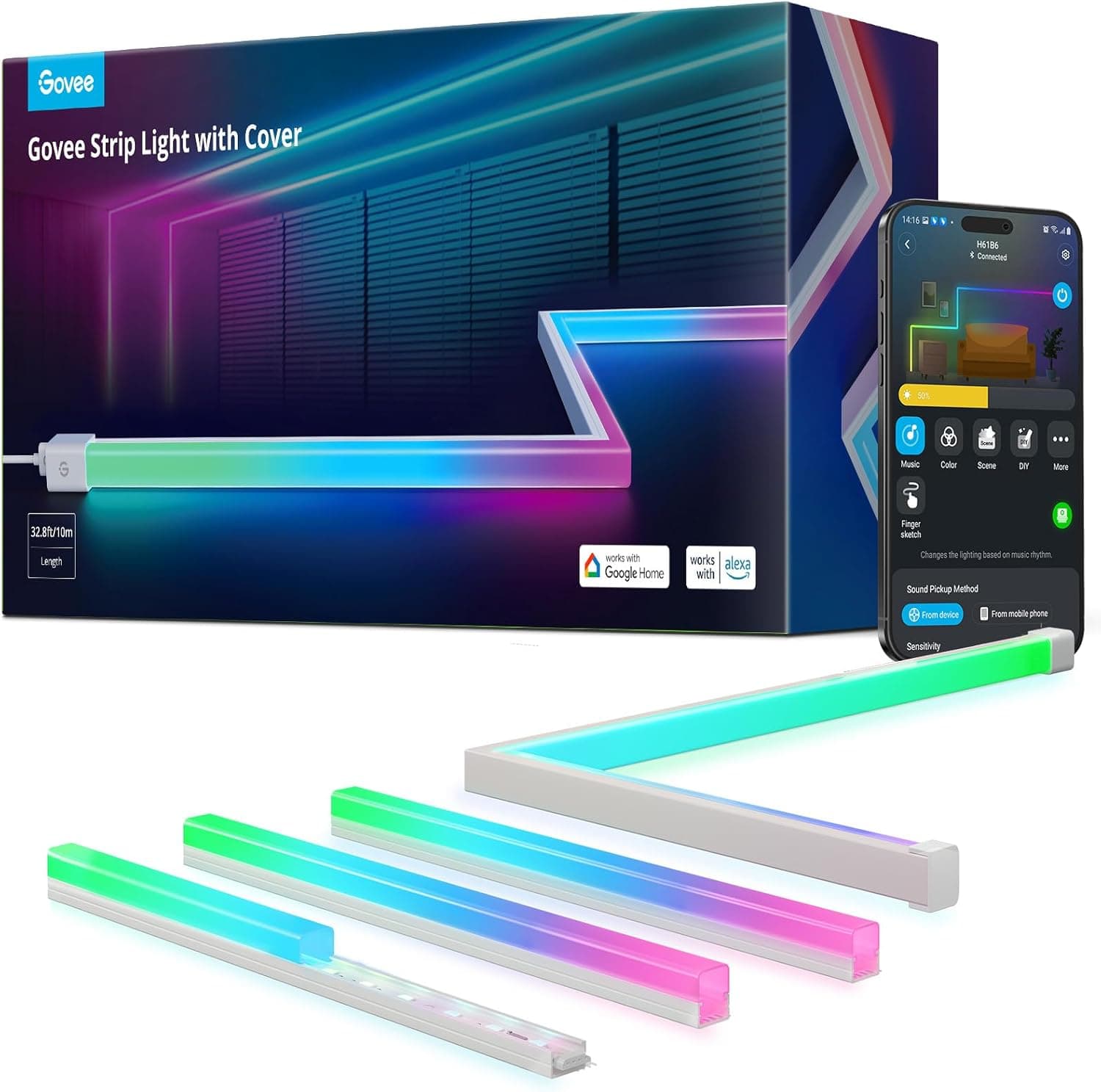 Govee RGBIC LED Strip Lights 32.8ft with Covers view 1