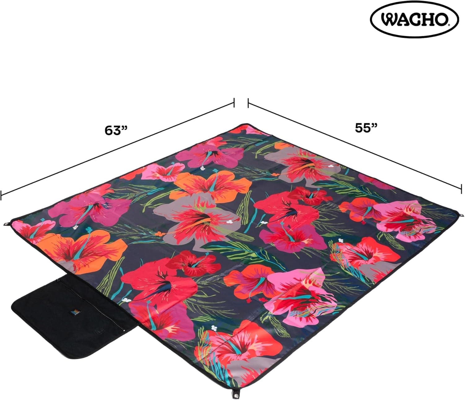 Wacho Beach Blanket Waterproof Sandproof and Picnic Blanket - Large Outdoor Blanket for Camping, Beach &amp; Travel - Foldable Picnic Mat with Carry Bag- Beach Essentials - Hibiscus Floral : Patio, Lawn &amp; Garden thumbnail 5