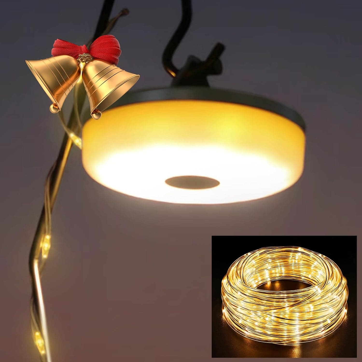 HAMLITE Camping String Lights,2 in 1 Outdoor Waterproof Portable Stowable String Light with 5 Lighting Modes(32.8Ft), USB Camping Lights, Rechargeable String Lights for Yard Hiking,Christmas : Sports &amp; Outdoors — Spring Gift Ideas gift idea