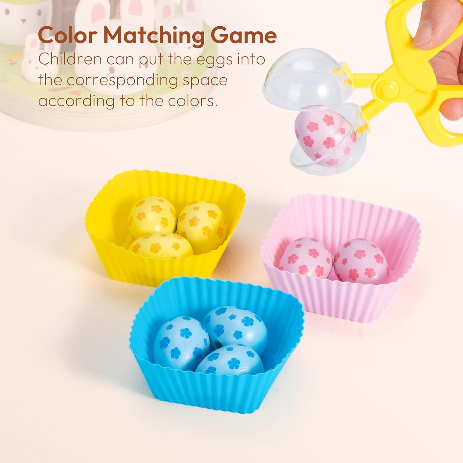 Woodtoe Magnetic Easter Eggs - Montessori Picking Toy thumbnail 5