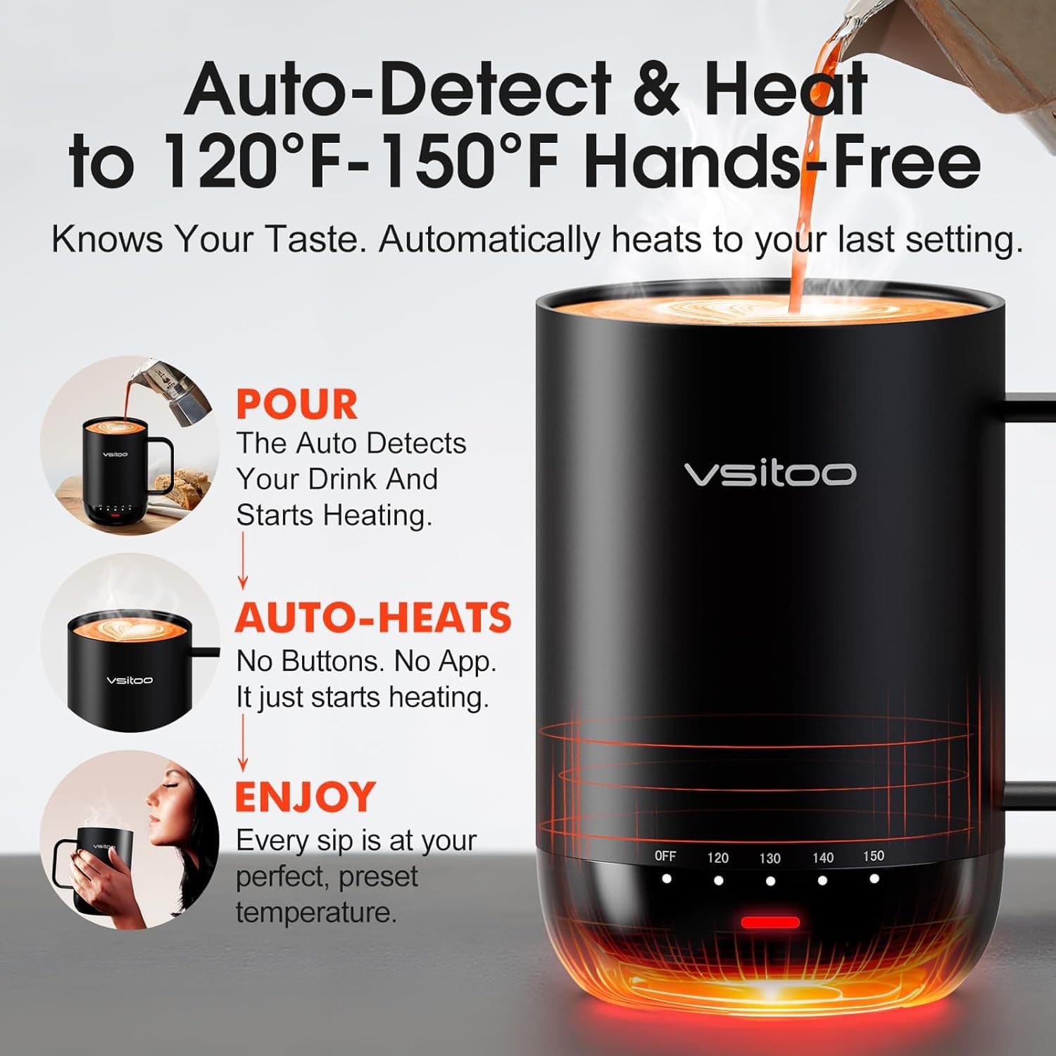 Vsitoo S3 Pro 16oz Smart Self-Heating Coffee Mug thumbnail 2