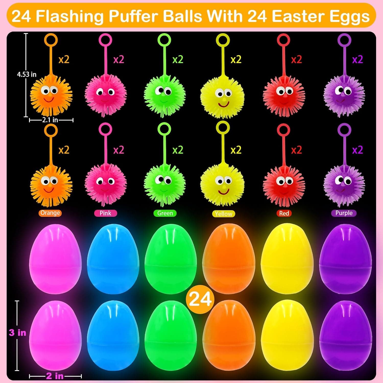 ZICZLI 24 Pack Easter Eggs with LED Puffer Balls thumbnail 2