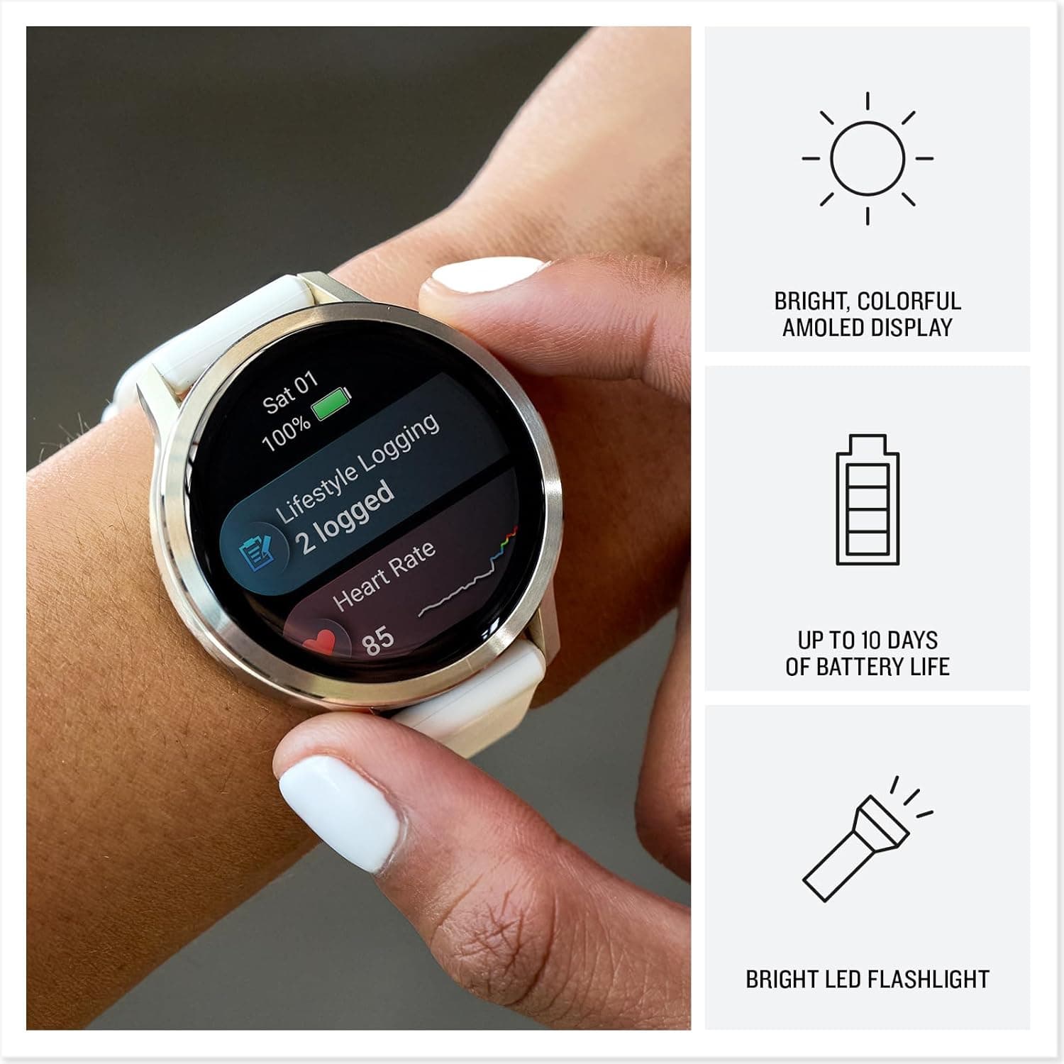 Garmin Venu 4 Smartwatch (41mm, Lunar Gold) thumbnail 3