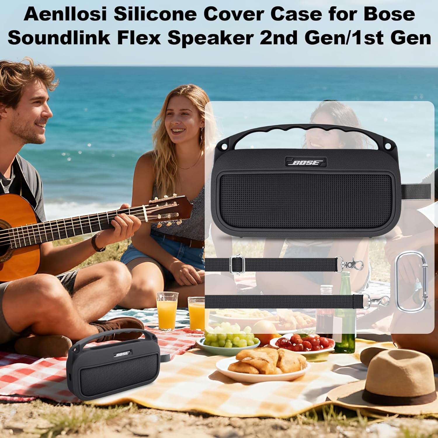 Aenllosi Soft Silicone Case Replacement for Bose New SoundLink Flex 2nd Gen Bluetooth Portable Speaker (Black) : Electronics thumbnail 5