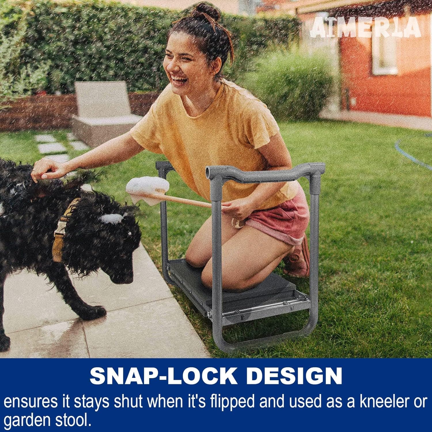 Aimerla Foldable Garden Kneeler Seat Heavy Duty [Upgraded Widened Thick Kneeling Pad] Garden Stool with Large Garden Tool Bags with Pockets - Portable Garden Bench Gardening Gifts for Parents : Patio, Lawn &amp; Garden thumbnail 2