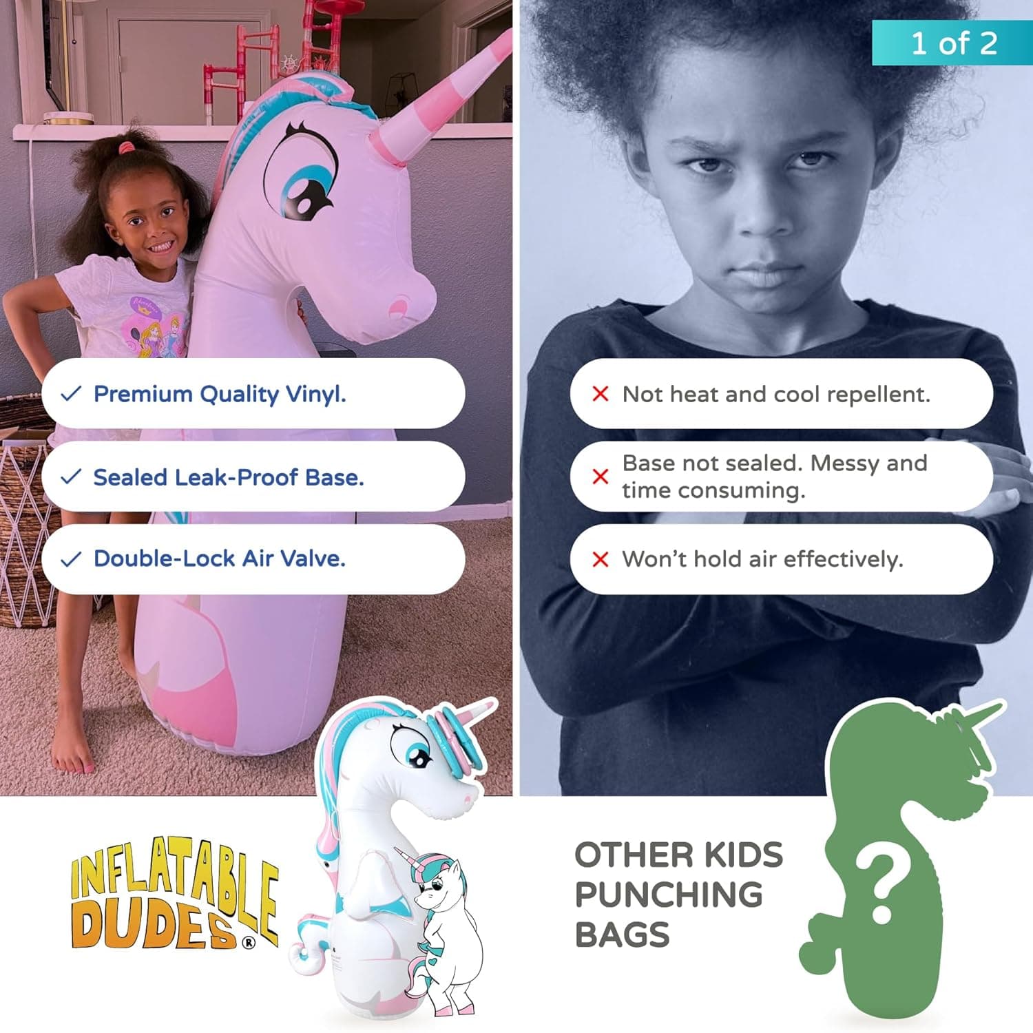 Inflatable Dudes Unicorn Toy Punching Bag with Ring Toss Game - 47 Inches thumbnail 5