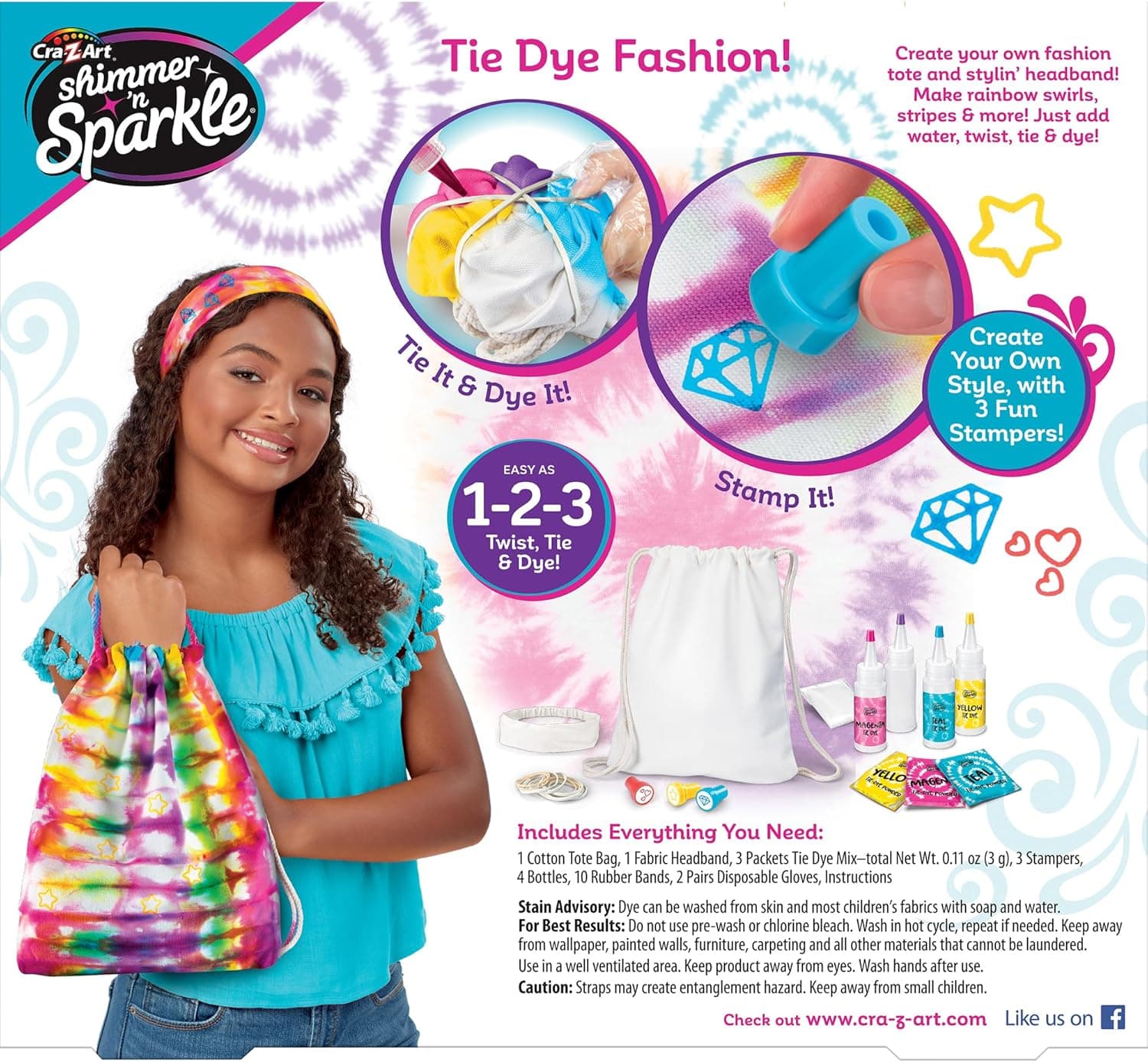CRA-Z-Art Shimmer 'n Sparkle Tie Dye Fashion Tote and Headband Craft Kit thumbnail 3