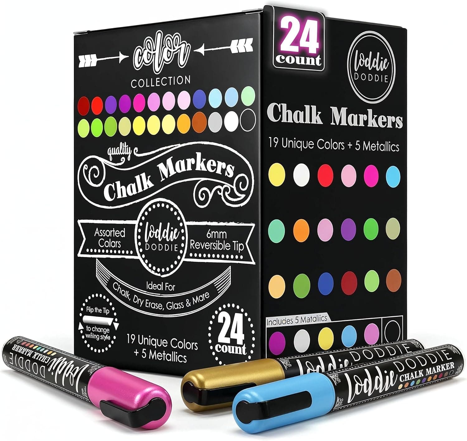 Loddie Doddie Chalk Markers - Pack of 24 with 6mm Reversible Tips — Easter Gifts gift idea