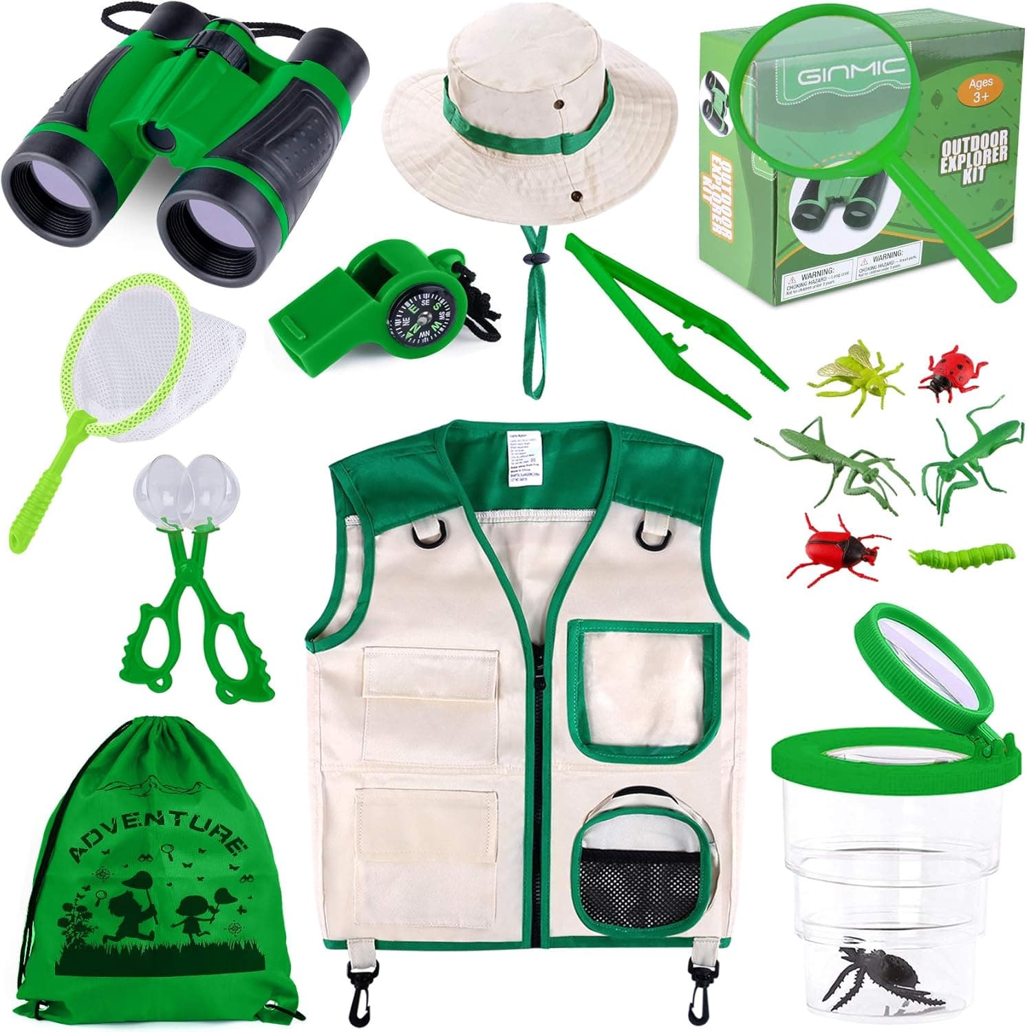GINMIC Kids Explorer Kit & Bug Catching Kit - 16 Piece Outdoor Safari Adventure Set — Easter Gifts gift idea