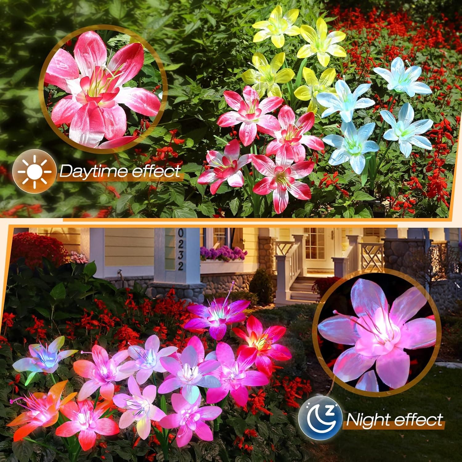 Solar Garden Lights - 5 Pack Lily Flowers with Color-Changing Beads thumbnail 2