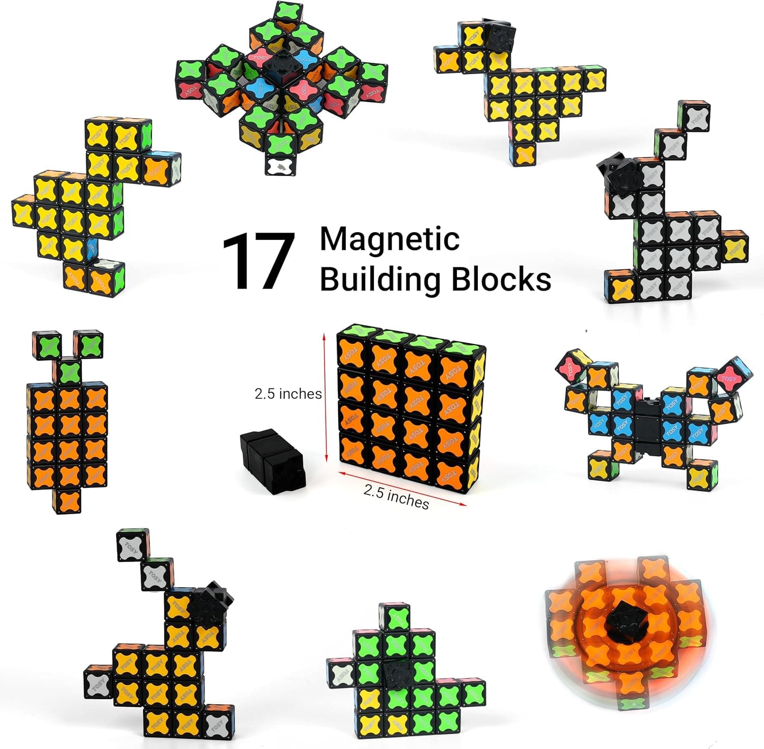 TOSY Magnet Fidget Spinner Glow - 16 Blocks 3-in-1 Toy thumbnail 4