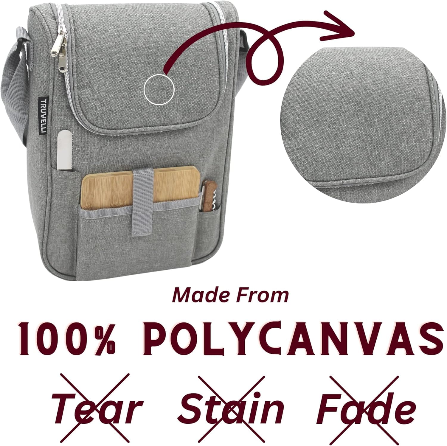 Truvelli Insulated Wine Tote Bag with Charcuterie Board thumbnail 5