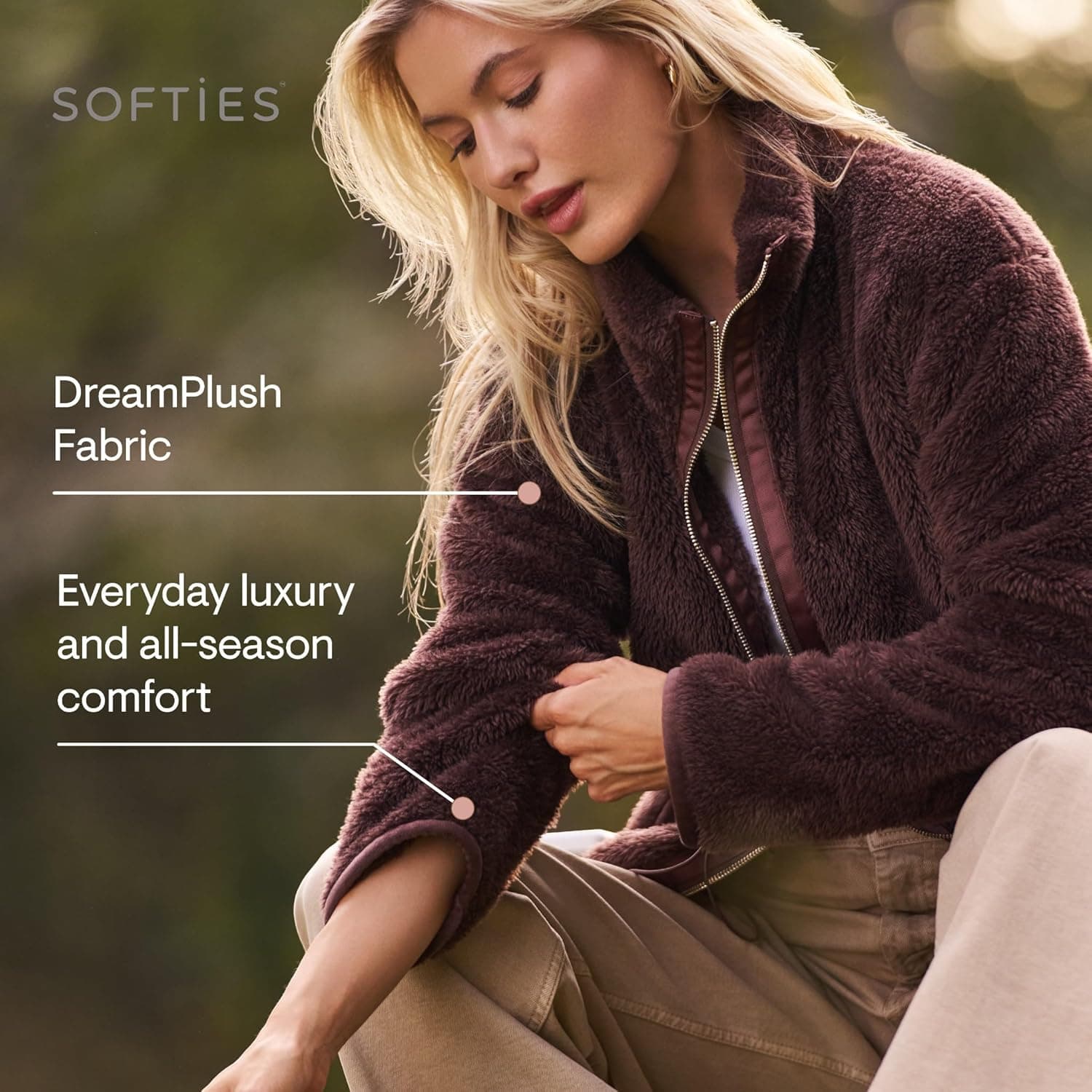 Softies DreamPlush Double Zip Everyday Jacket for Women – Ultra Soft Lightweight Tunic with Adjustable Waist &amp; Pockets : Clothing, Shoes &amp; Jewelry thumbnail 5
