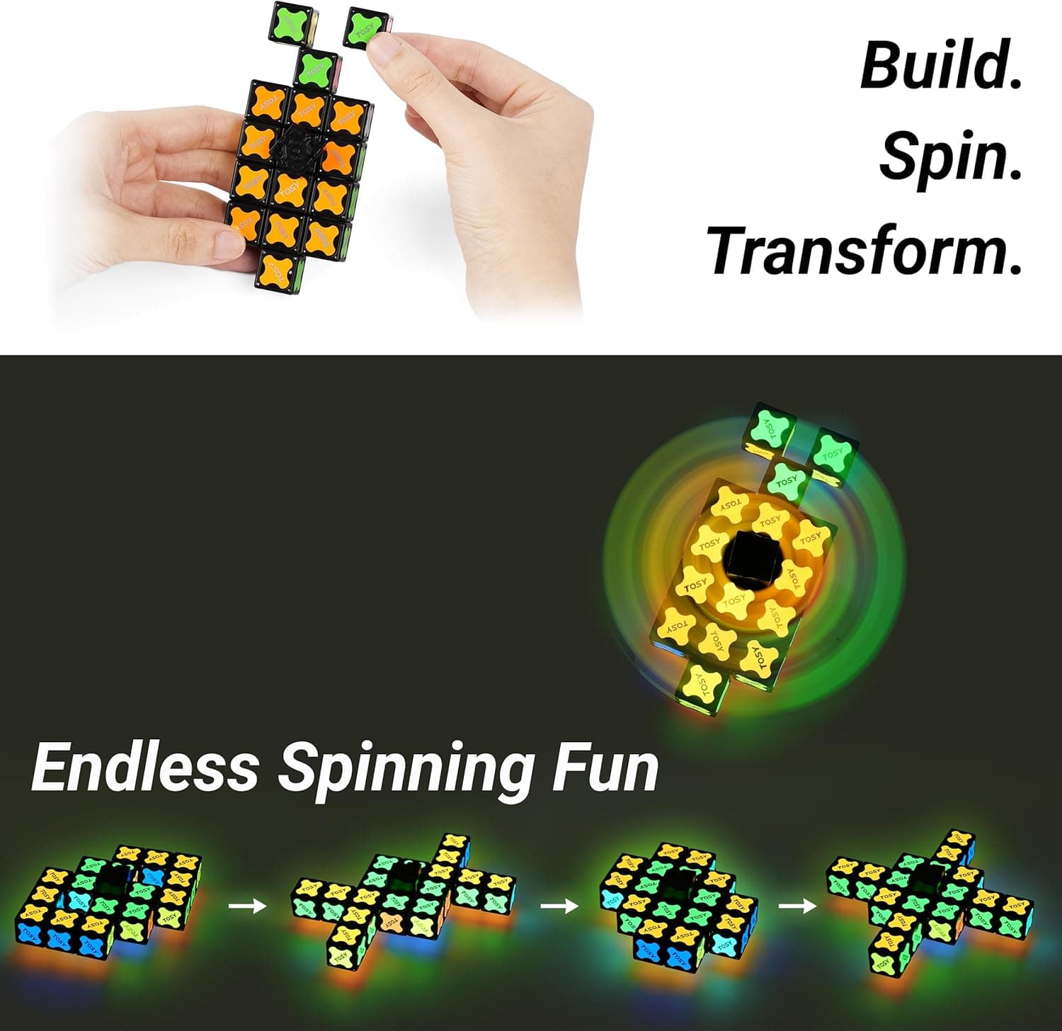 TOSY Magnet Fidget Spinner Glow - 16 Blocks 3-in-1 Toy thumbnail 5