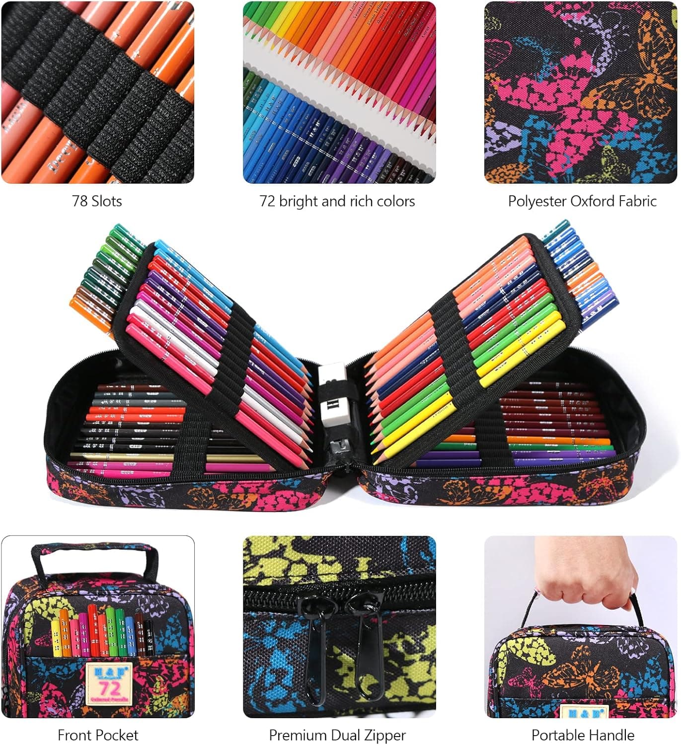 H &amp; B 72-Color Colored Pencils Set with Coloring Book, Eraser, and Sharpener - Perfect for Drawing and Coloring - Soft Oil-Based Cores Ideal for Adults and Beginners : Arts, Crafts &amp; Sewing thumbnail 5