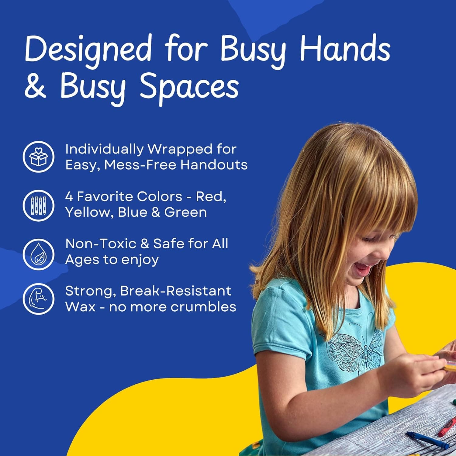 CrayonKing 25 Sets of 4-Packs (100 Bulk Crayons) – Non-Toxic, Individually Wrapped, Perfect for Parties, Restaurants, Classrooms &amp; More : Toys &amp; Games thumbnail 3