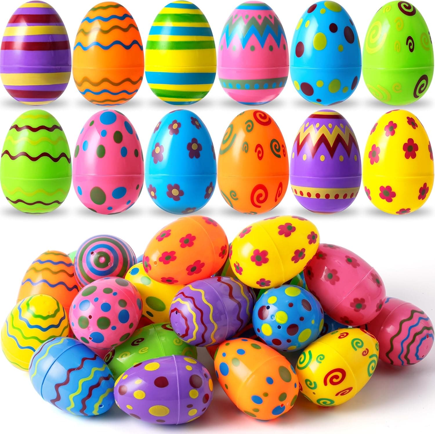 JOYIN Toy 36 PCs Plastic Printed Bright Easter Eggs, Over 3.15 — Easter Gifts gift idea