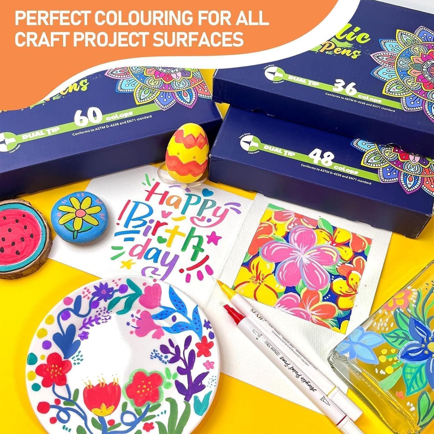 SFAIH 36 Colors Acrylic Paint Markers with Dual Tips thumbnail 2