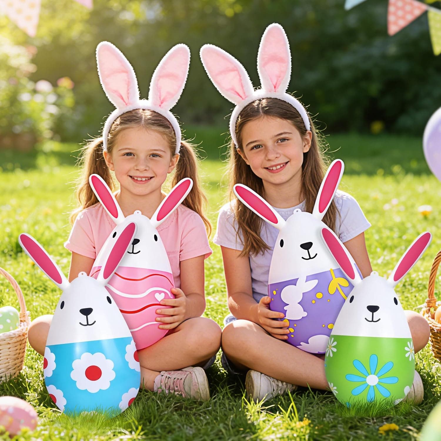 12 Pack 18 Inch Inflatable Easter Eggs with Rabbit Shapes thumbnail 4