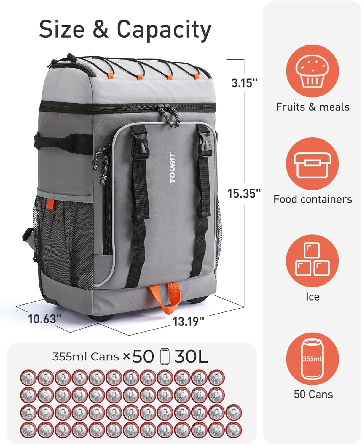 TOURIT 50-Can Rolling Backpack Cooler thumbnail 2