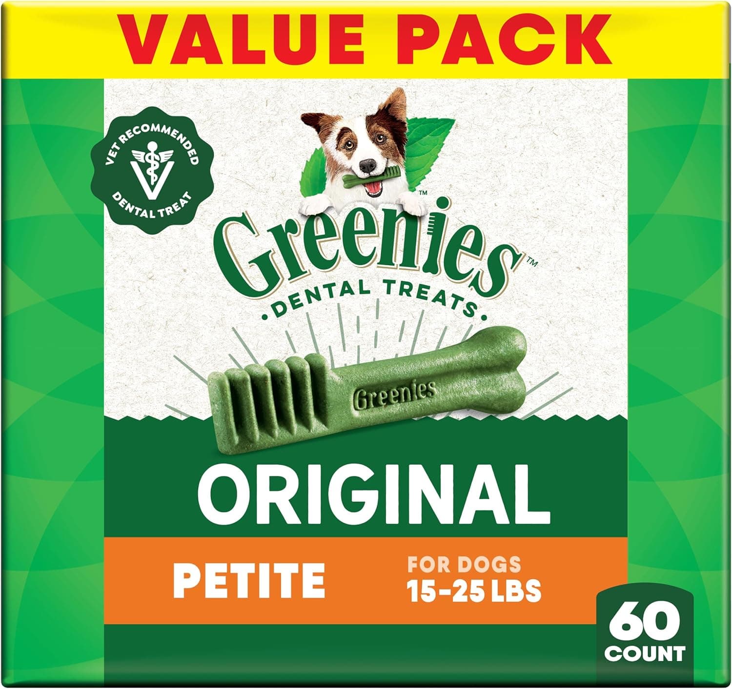 Greenies Veterinarian-Recommended Adult Natural Dental Dog Treats Petite Size, Dog Dental Chews, Original Flavor, 36 oz. Pack, 60 Count : Pet Snack Treats : Pet Supplies — Easter Gifts gift idea