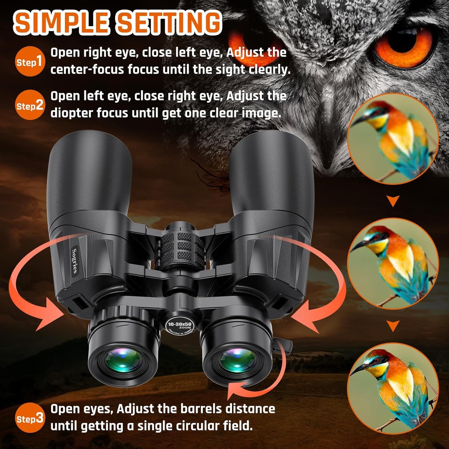 10-30x50 Zoom Binoculars for Adults thumbnail 3