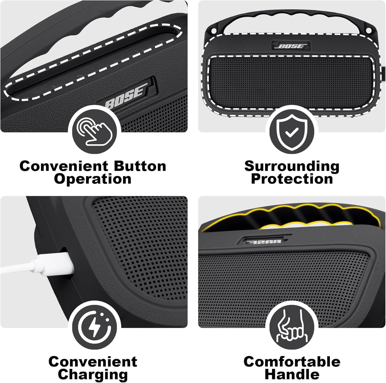 Aenllosi Soft Silicone Case Replacement for Bose New SoundLink Flex 2nd Gen Bluetooth Portable Speaker (Black) : Electronics thumbnail 3