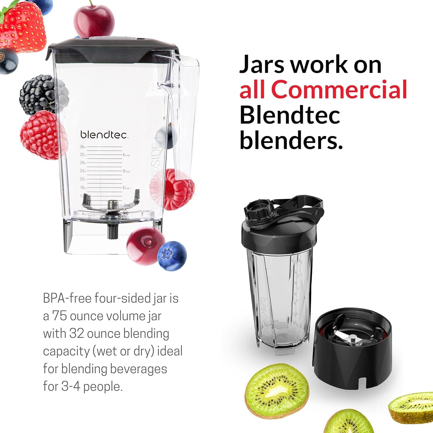 Blendtec Total Classic Original Blender - WildSide+ Jar (90 oz) - Professional-Grade Power - 6 Pre-programmed Cycles - 10-speeds - Black: Electric Countertop Blenders: Home &amp; Kitchen thumbnail 3