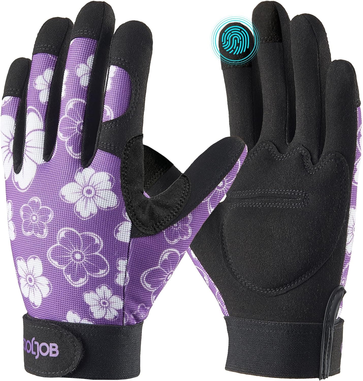 COOLJOB Medium Gardening Work Gloves for Women - Thorn Proof Purple Floral — Easter Gifts gift idea
