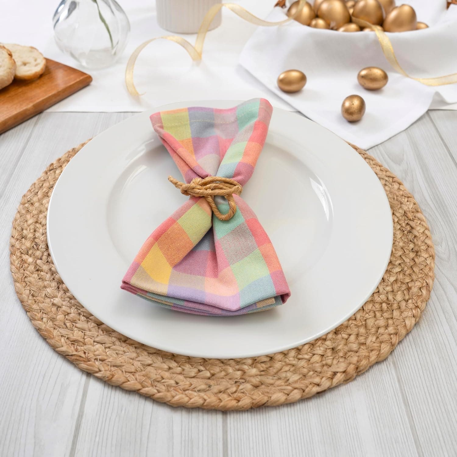 Blue Needles Gingham Buffalo Plaid Cloth Napkins Set of 12 thumbnail 5