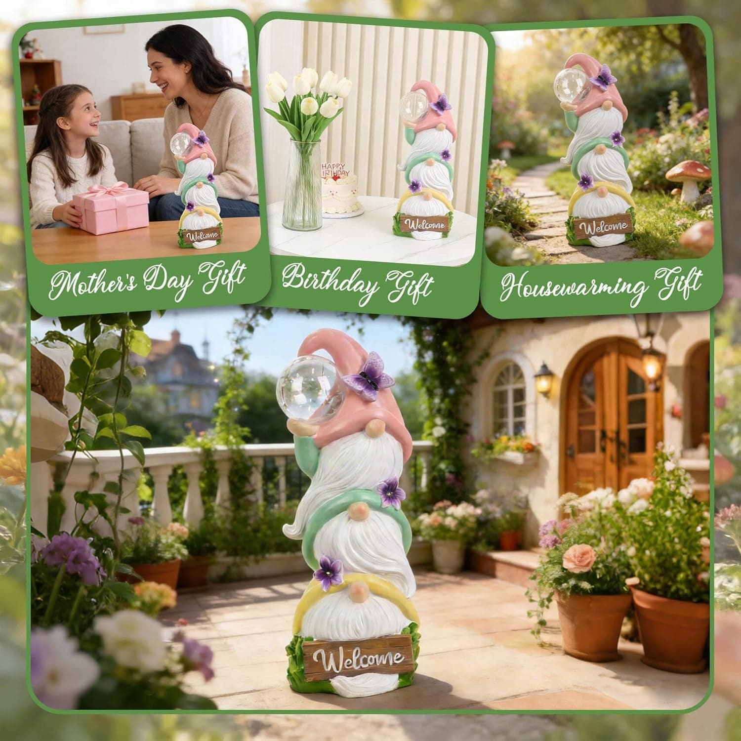 Season 2 Garden Gnome Statues with Solar Lights thumbnail 3