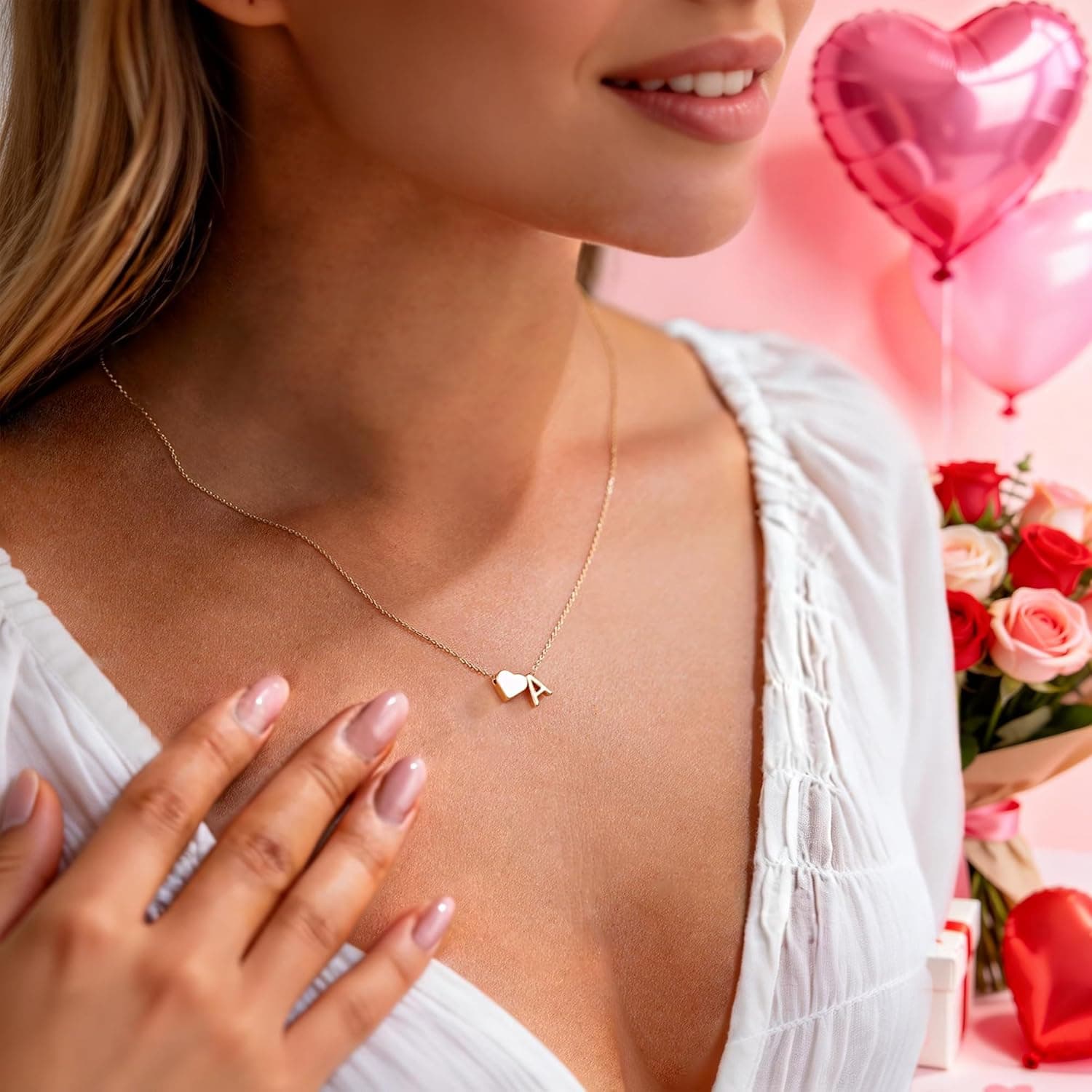 Heart Initial Necklace - Personalized 18K Gold Plated thumbnail 2