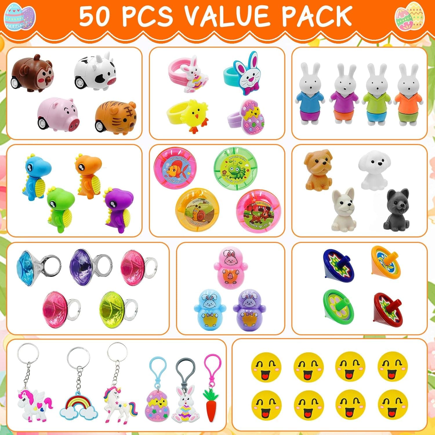 ZICZLI 50 Pack Prefilled Easter Eggs with Assorted Toys thumbnail 2