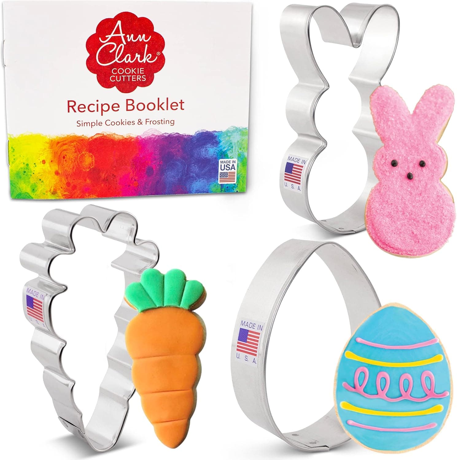 Ann Clark Cute Easter 3-Pc. Cookie Cutter Set, Made in USA, Easter Bunny, Carrot and Egg: Home &amp; Kitchen — Easter Gifts gift idea