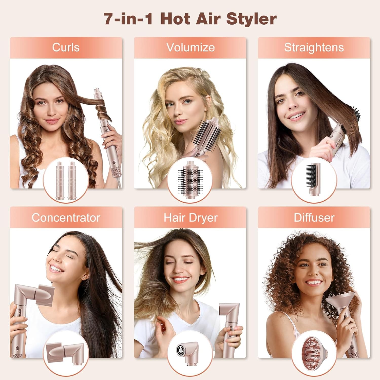 7MAGIC 7-in-1 Hair Styler & Dryer Brush with Travel Case thumbnail 2