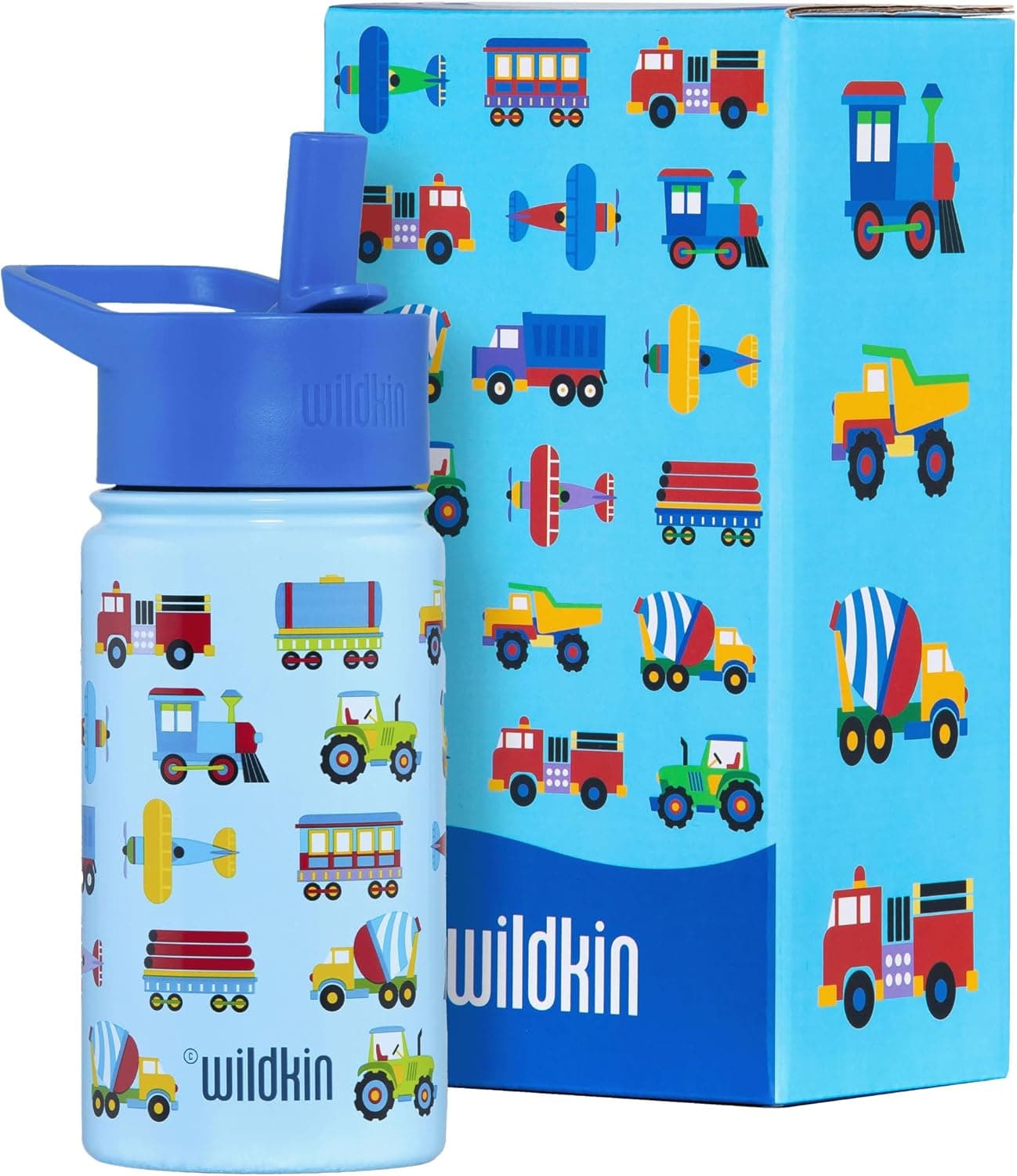Wildkin Kids 14oz Stainless Steel Water Bottle - Trains, Planes & Trucks — Spring Gift Ideas gift idea