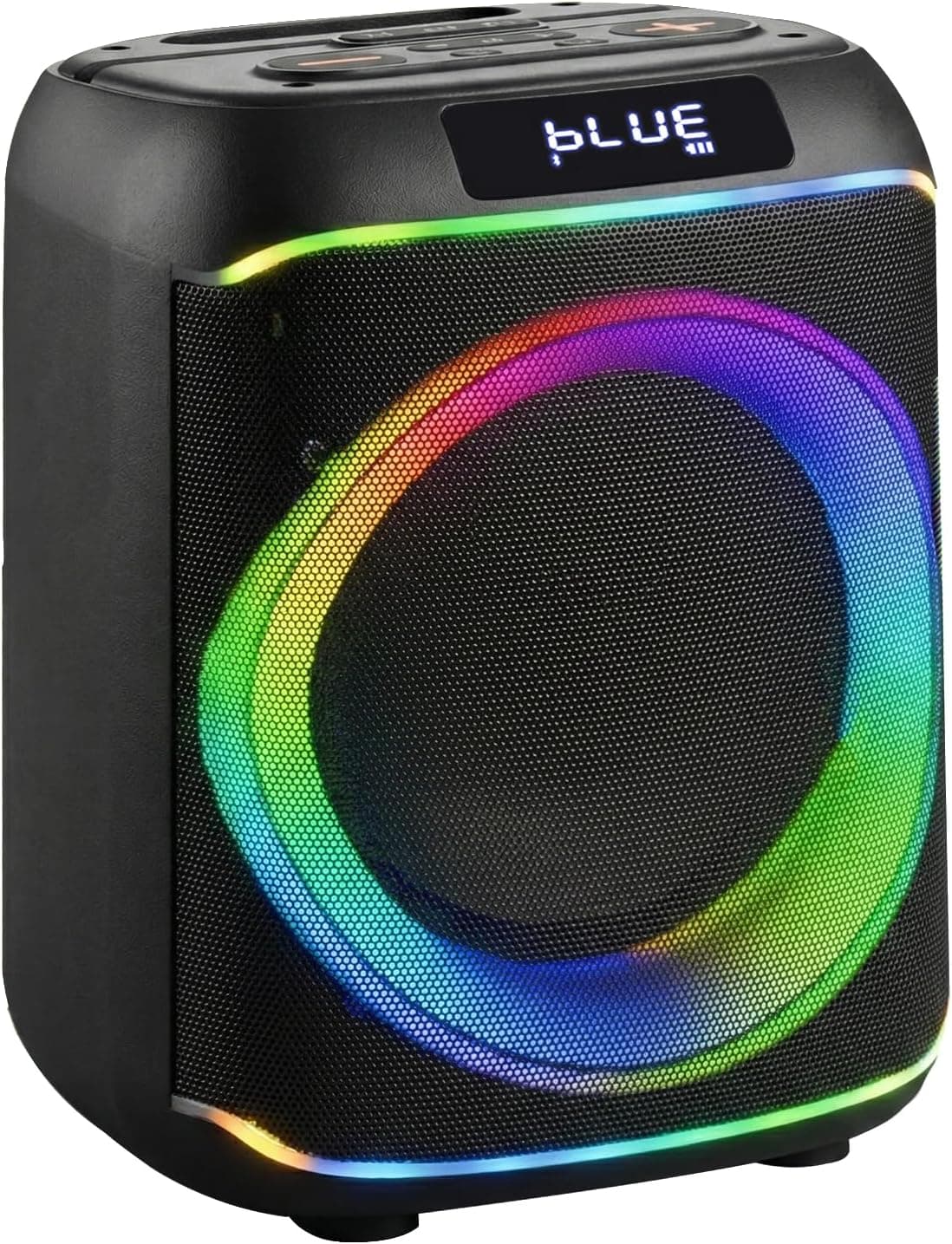 QAU Portable Speaker, 80W Outdoor Speakers with Rich Bass, RGB Lights, Colorful Light, TWS Pairing, EQ, Outdoor Speakers for Home Party Gift (Black) : Electronics view 1
