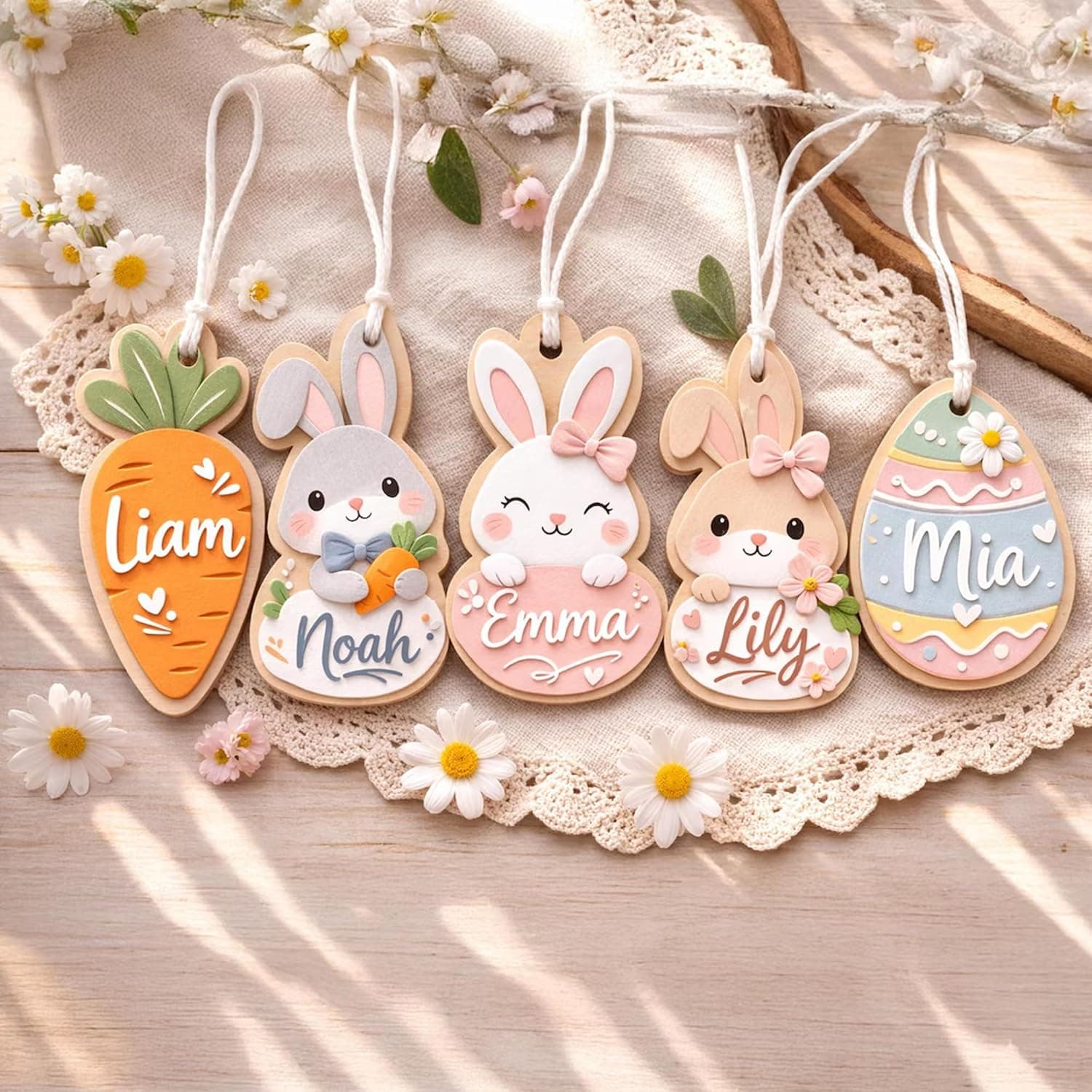 Famitrendz Personalized Carrot Easter Basket Tag, Custom Easter Name Tags for Grandkids, Basket Bunny Ear Tags, Spring Decoration, Gift for Easter — Easter Gifts gift idea