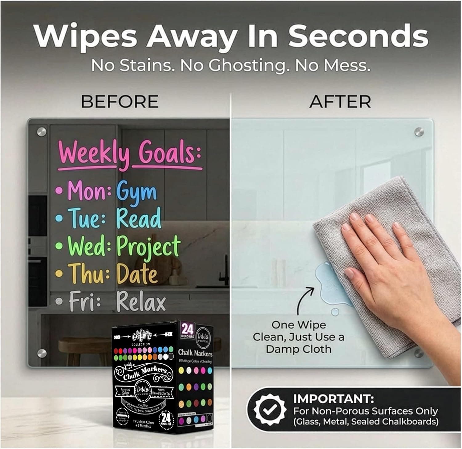 Loddie Doddie Chalk Markers - Pack of 24 with 6mm Reversible Tips thumbnail 2