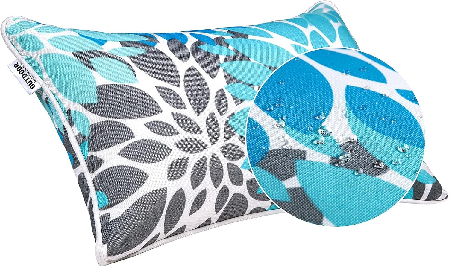 JMGBird Water-Resistant Outdoor Pillows Set of 2 - Sky Blue Mandala Pattern thumbnail 2