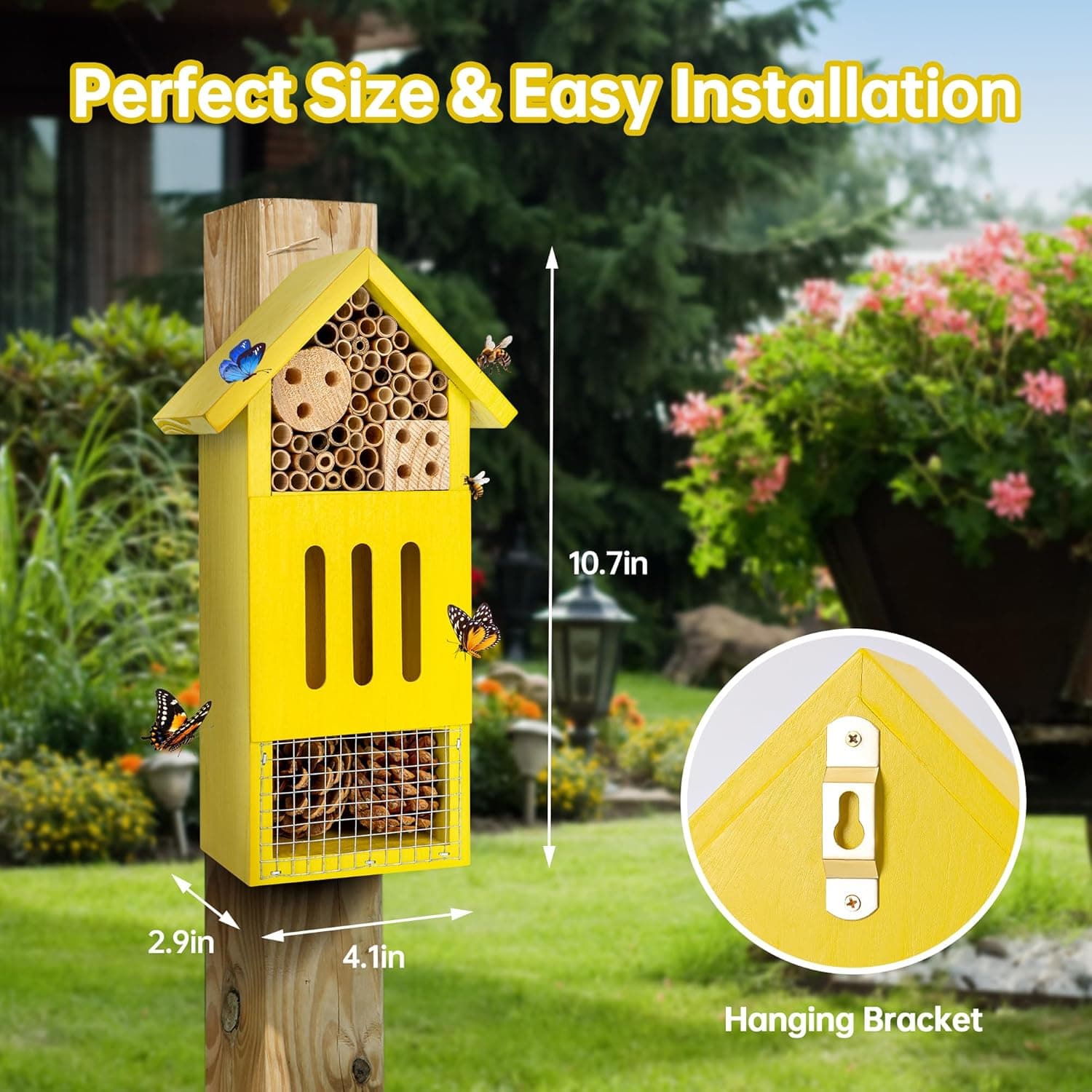 Handcrafted Wooden Bee House and Butterfly Hotel thumbnail 4