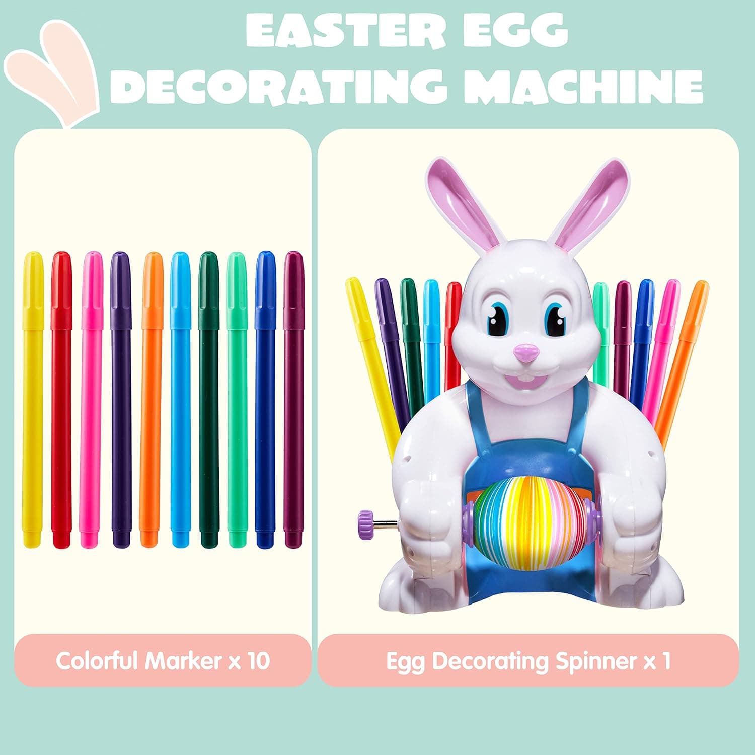 JOYIN Motorized Easter Egg Decorator Kit with Egg Spinner and 10 Markers thumbnail 5