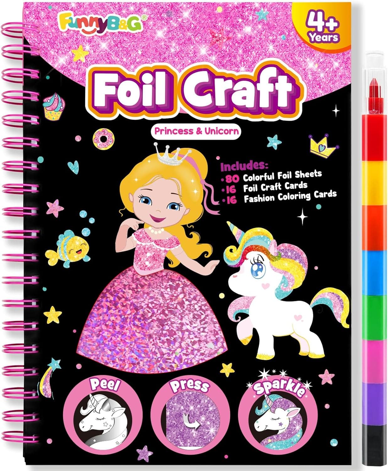 FUNNYB&G Foil Art Crafts for Kids Ages 4-8 - Princess Edition — Easter Gifts gift idea